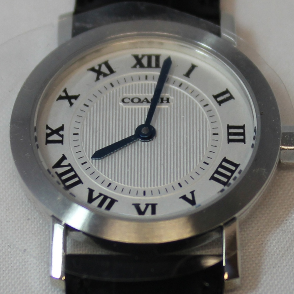 Coach Women's Stainless Steel Black Leather Watch